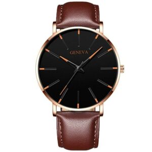Geneva Quartz Watch for Men Minimalist Ultra Thin Stainless Steel Watch Stylish Men's Watch